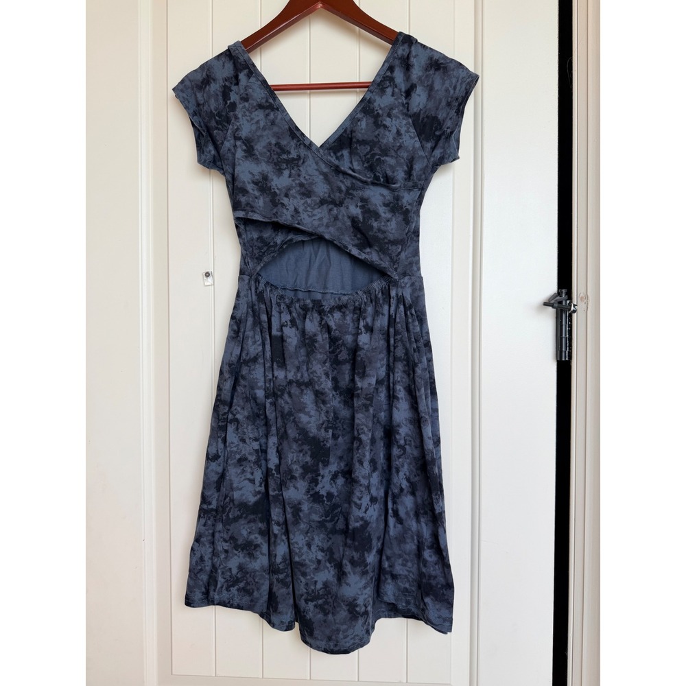 Pact Fit and Flare Dress Womens Small Grey Tie Dye Cutout Back Organic Cotton - Picture 5 of 11
